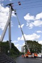 Koelner Seilbahn Gondel blieb haengen Koeln Linksrheinisch P223